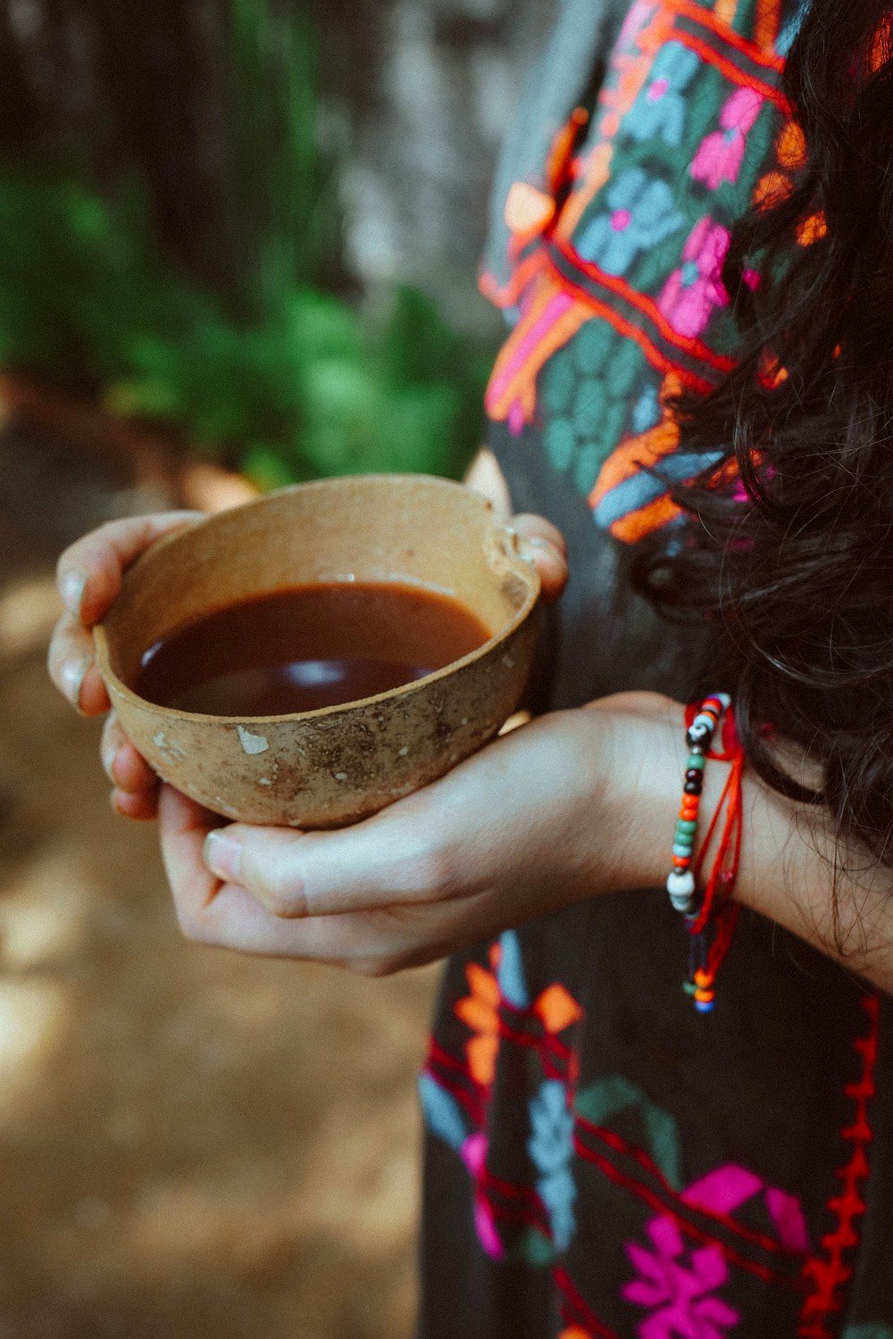 Cacao served in a jicara